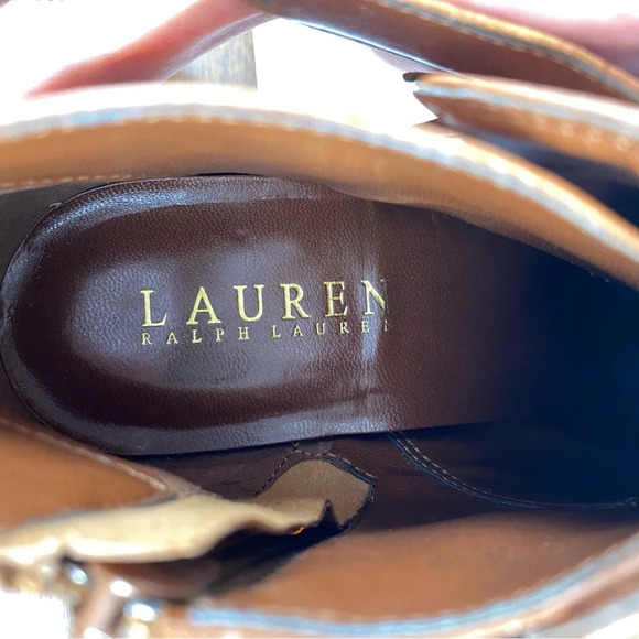 Lauren Ralph Lauren Brown Leather Lorelei Ankle Booties Size 6 - Picture 12 of 16